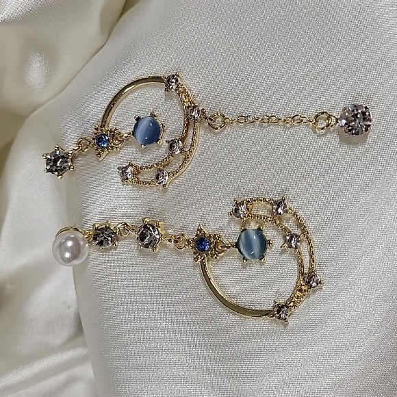 Celestial Embellished Drop Earrings, S925 - Picture 7 of 9